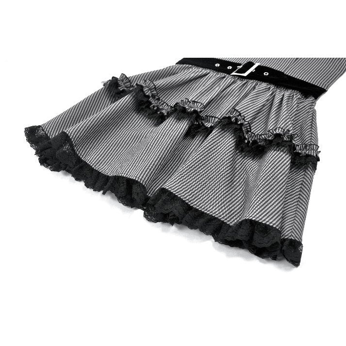 Dark in Love Pinstripe Gothic Mini Dress – Striped Lolita Style