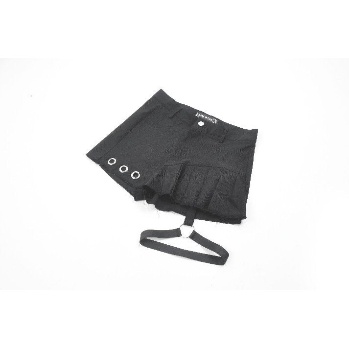 Dark in Love Gwen Black Pleated Garter Shorts – High-Waisted Goth