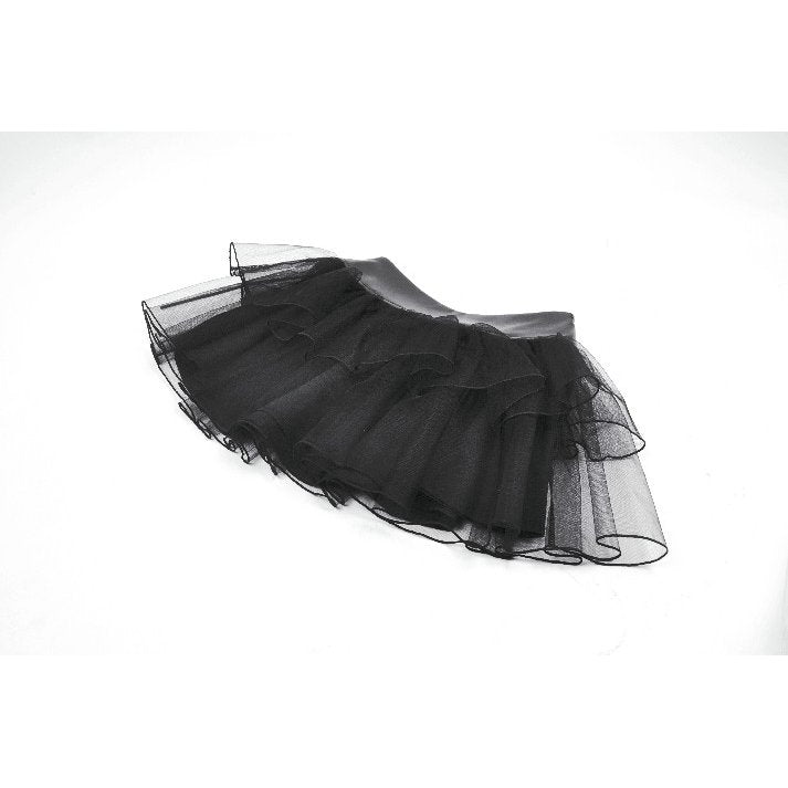 Dark in Love Black Tulle Layered Goth Mini Skirt with Studded Waist