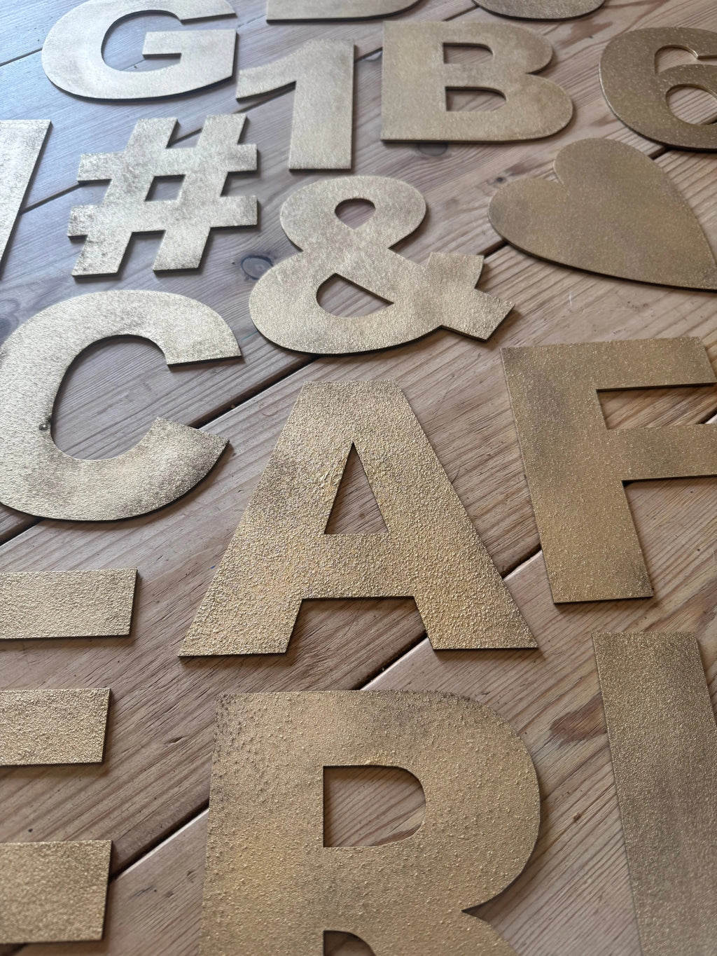 Rustic Warehouse Gold Metal Alphabet Letters – Vintage Fat Font Signage