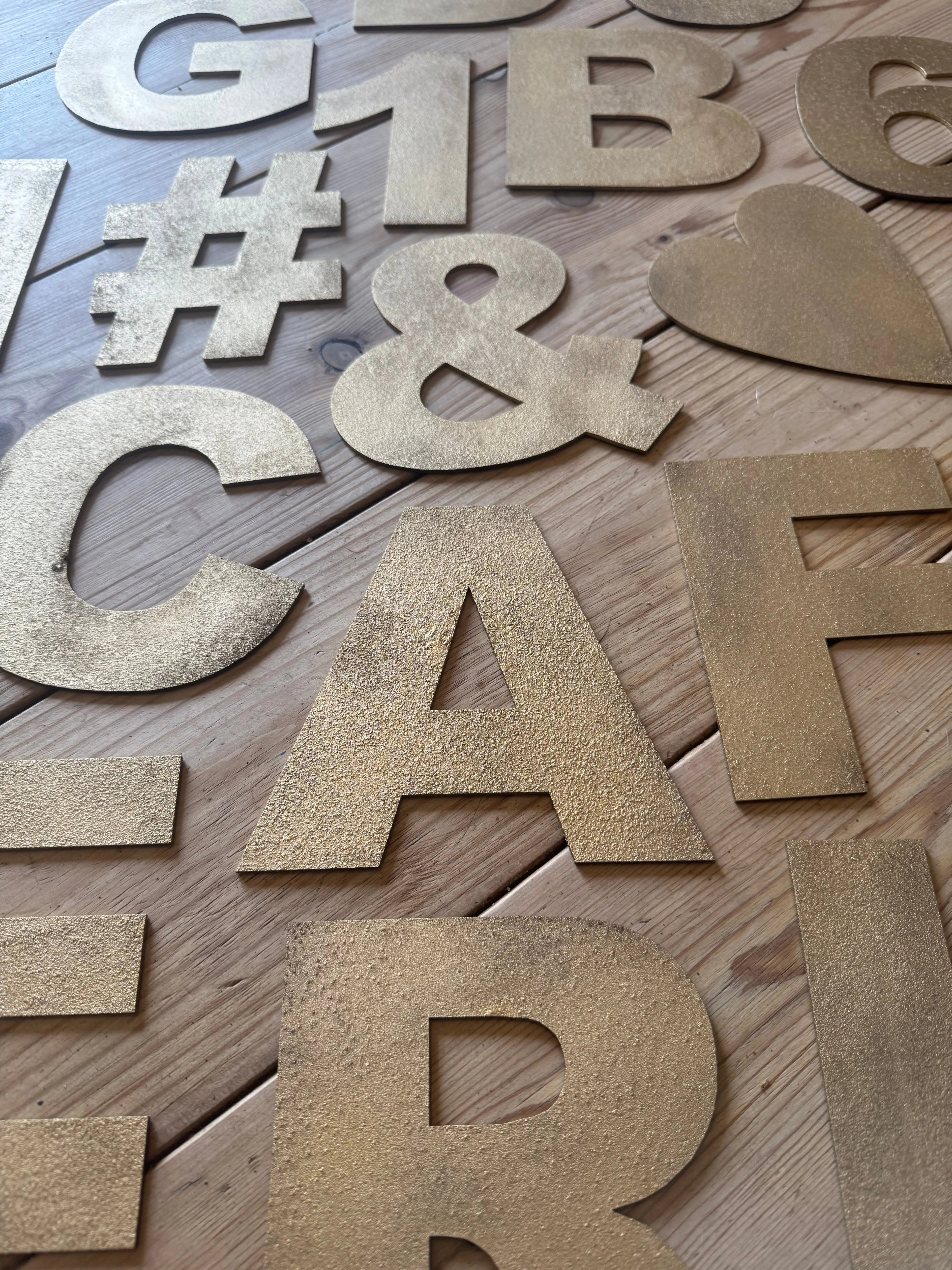 Rustic Warehouse Gold Metal Alphabet Letters – Vintage Fat Font Signage