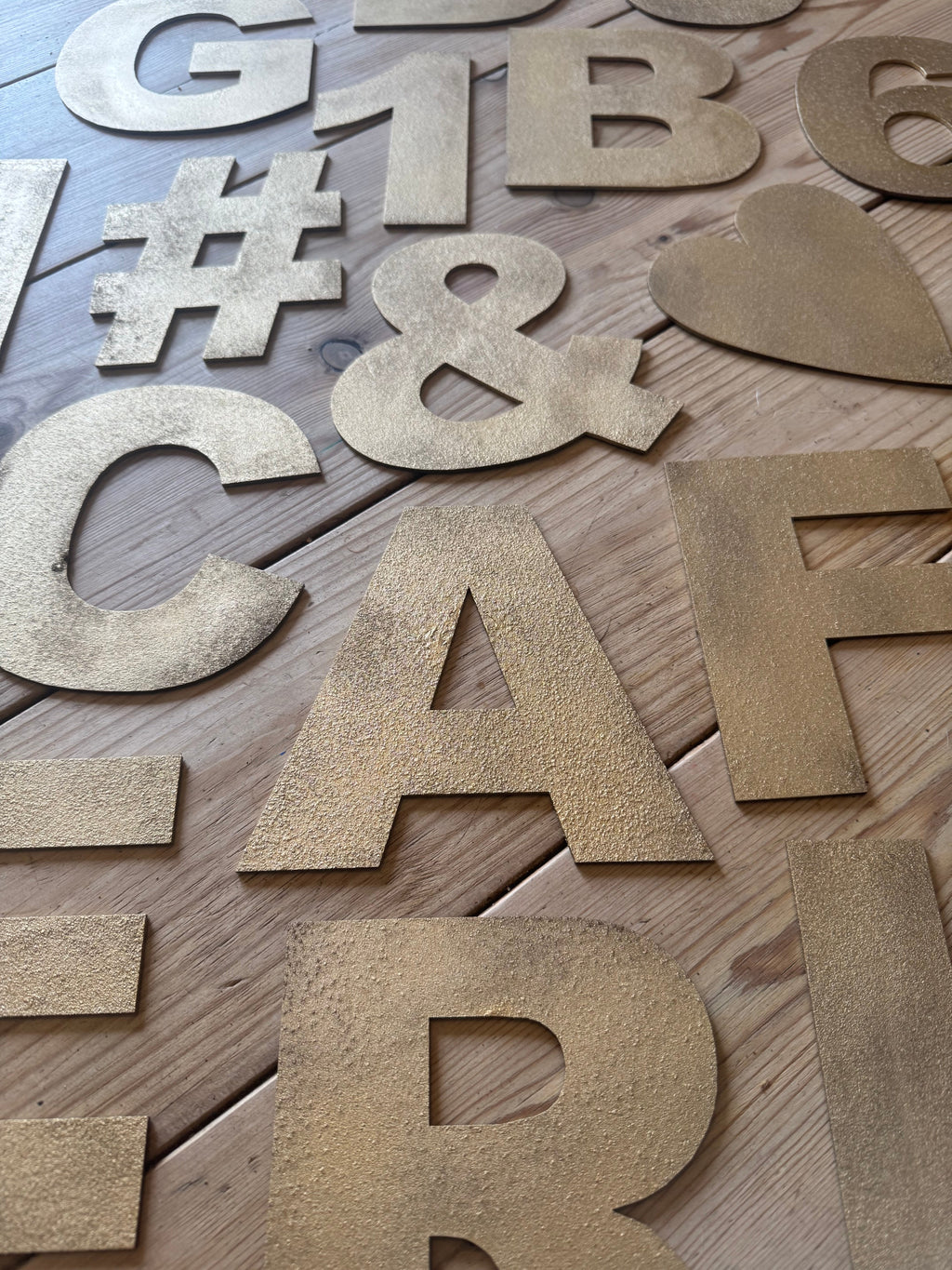 Rustic Warehouse Gold Metal Alphabet Letters – Vintage Fat Font Signage