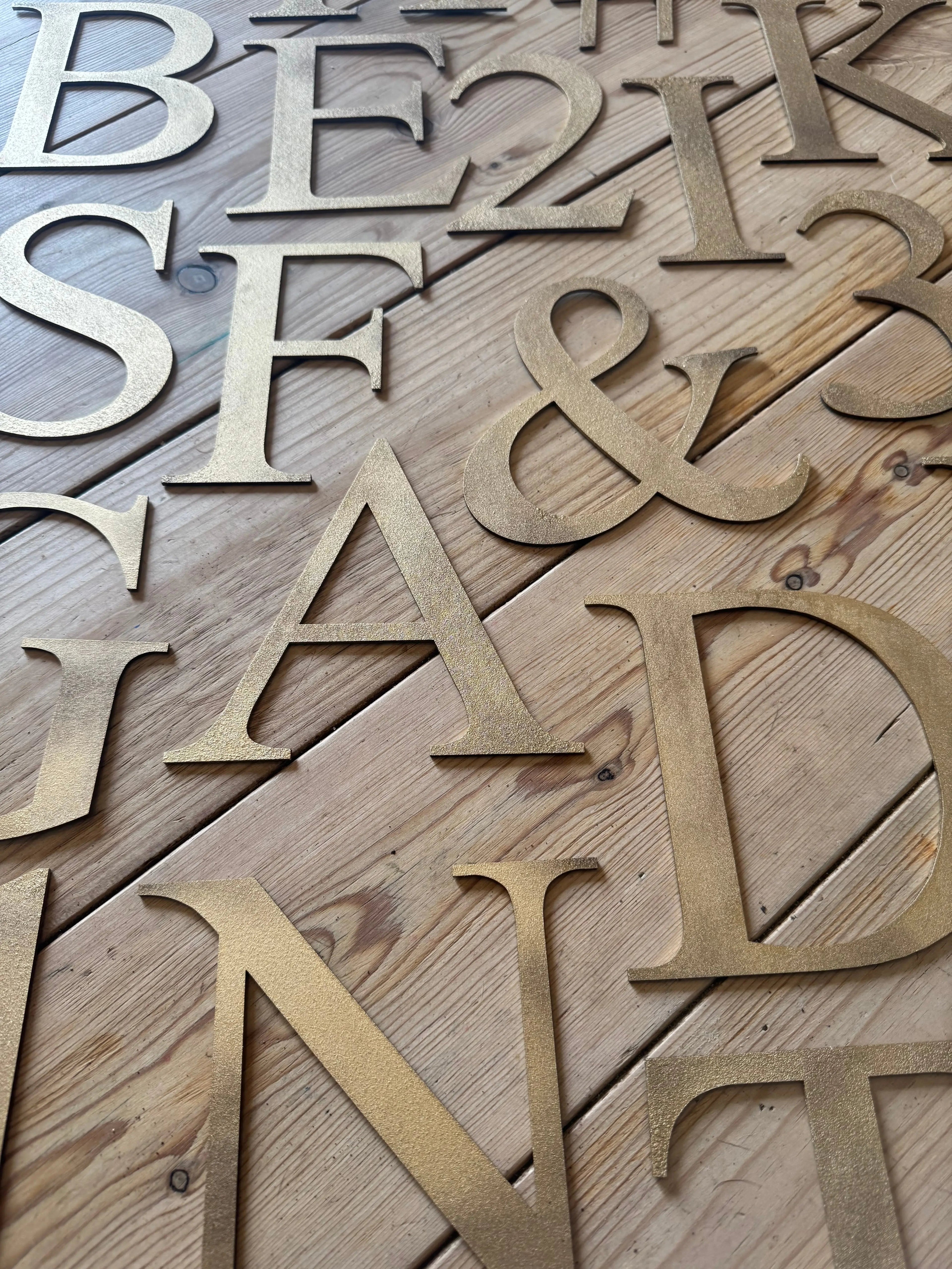 Rustic Distressed Gold Metal Letters | Classic Steel Wall Signage by RWN