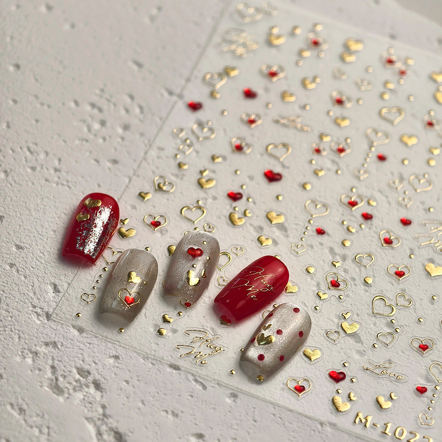 LuLuFun Studio Heart 5D Nail Deco Stickers - DIY Manicure Art Decals