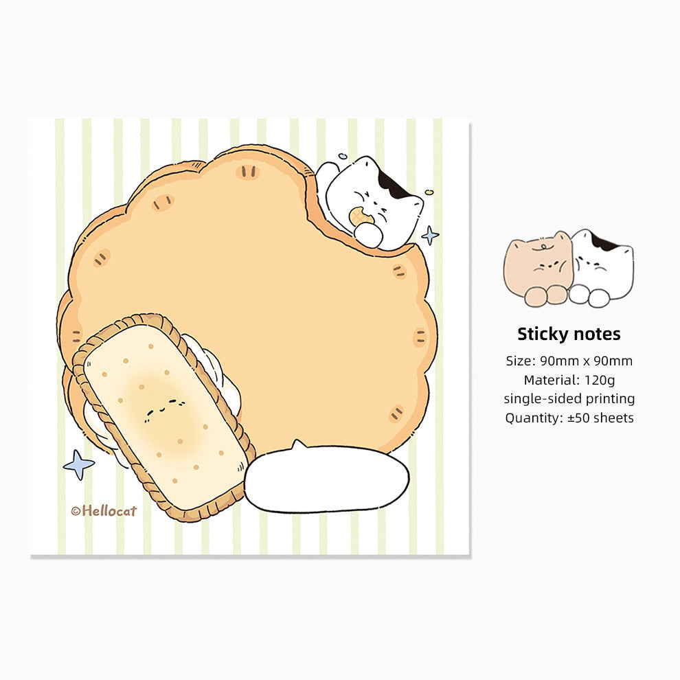 Hello Cat Cookie Memo Note Pad by LuLuFun Studio - 50 Sheet Pack