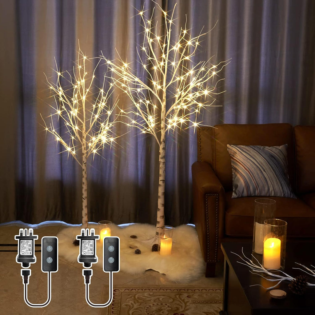 EAMBRITE LED Birch Tree Set | 5FT & 6FT Lighted White Twig Trees - 2PCS