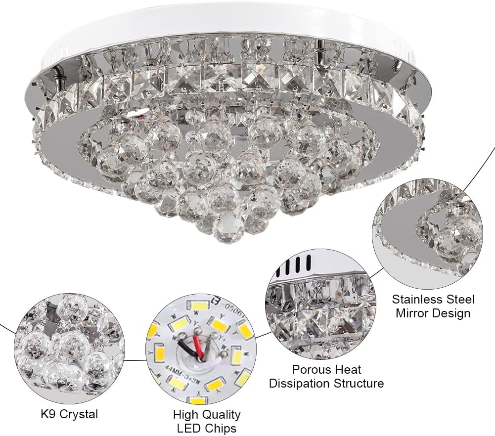 Massive Discounts 36W Crystal LED Ceiling Light - Dimmable 40cm