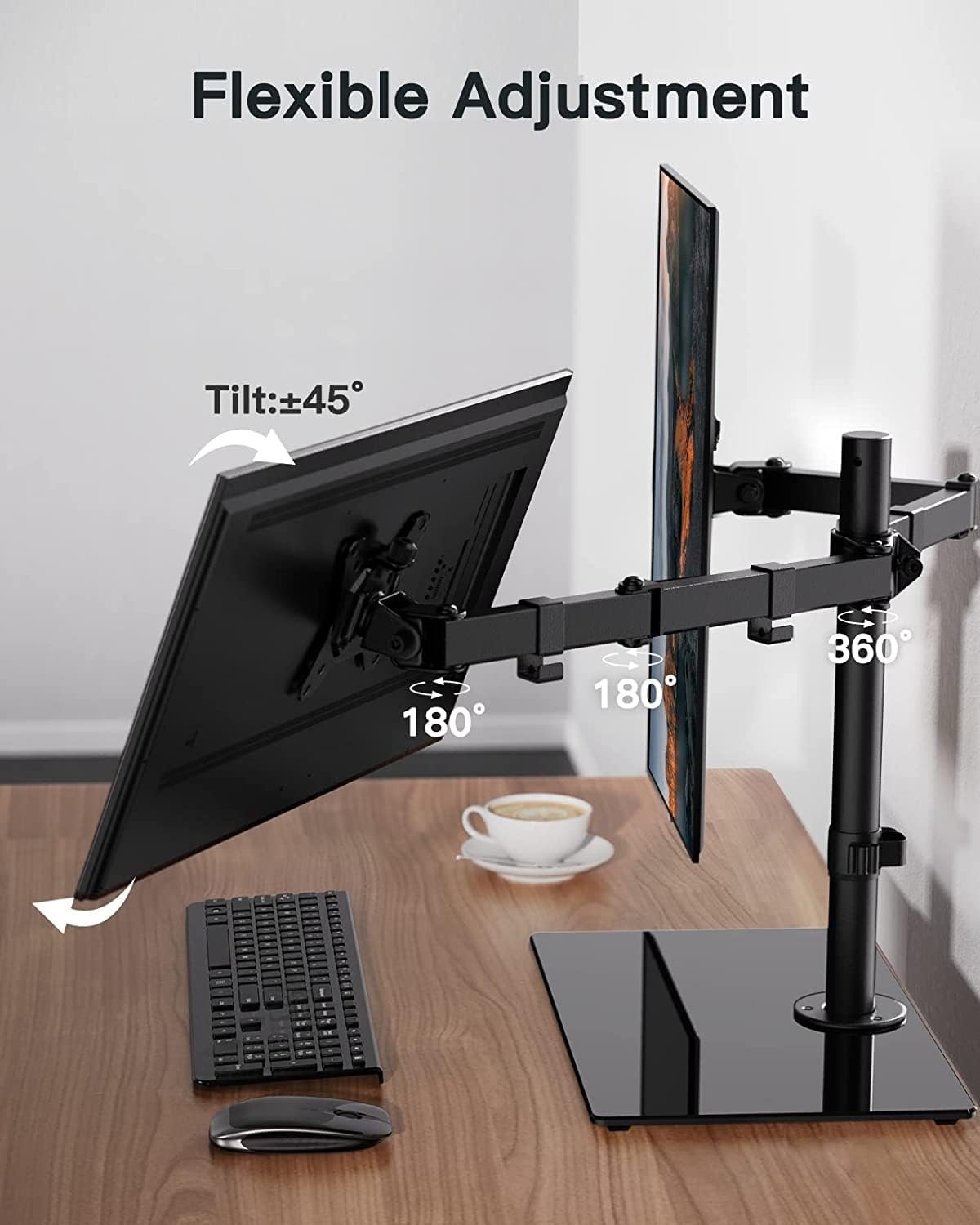 ErGear Dual Monitor Stand – Adjustable Steel Mount for 13-32 Inch Screens