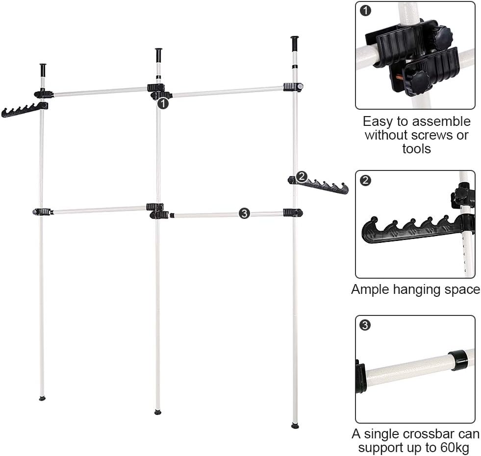 Cocoarm Telescopic Clothes Rail – Adjustable 3-Pole Wardrobe Organiser
