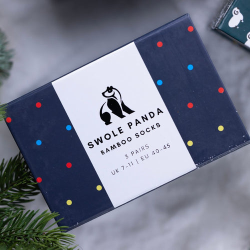 Swole Panda Men's Bamboo Socks Gift Box – 3 Pair Multi Spot Set