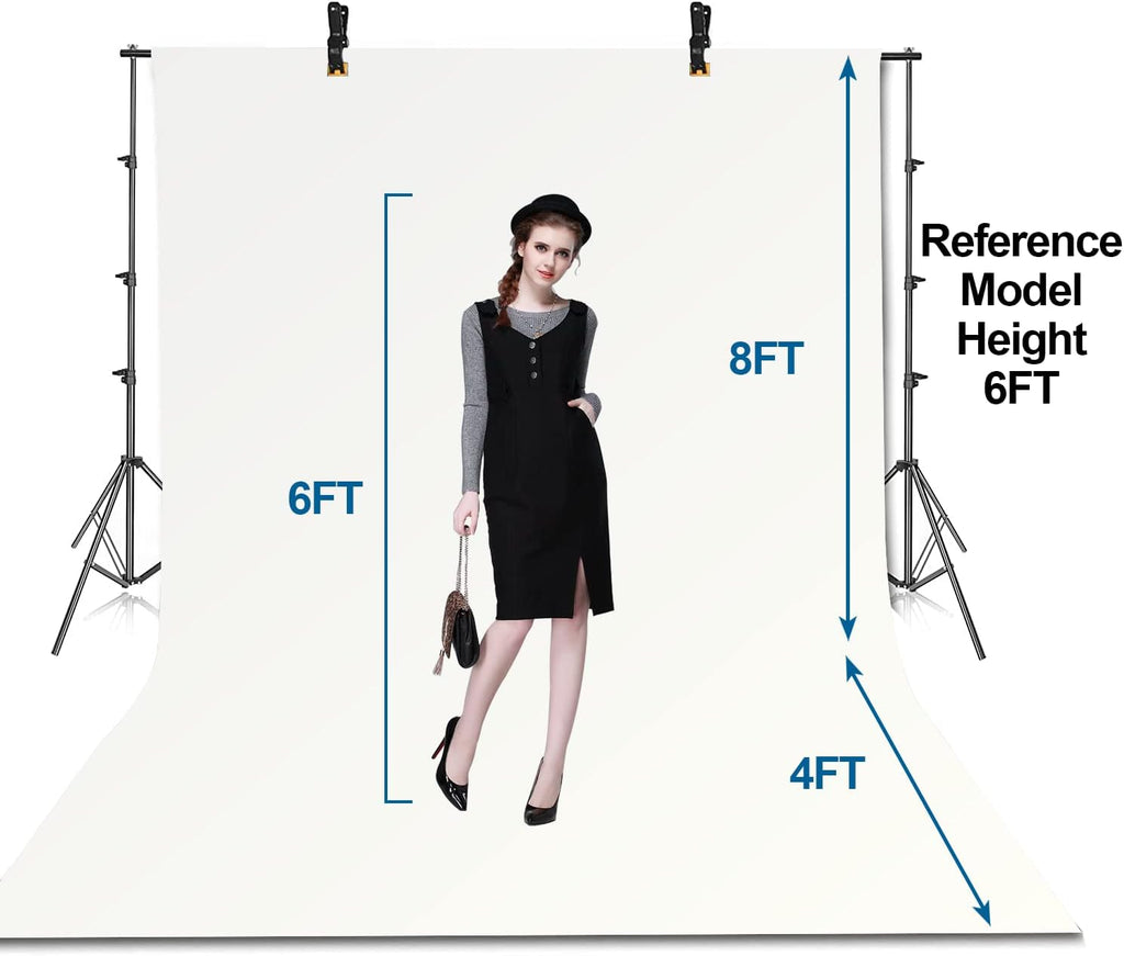 EMART 8.5x10ft Backdrop Stand with 10x12ft White Cotton Screen Kit