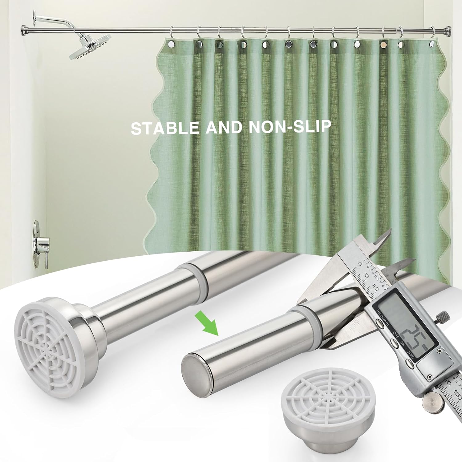 Massive Discounts Stainless Steel Tension Shower Curtain Rod, 160–270cm