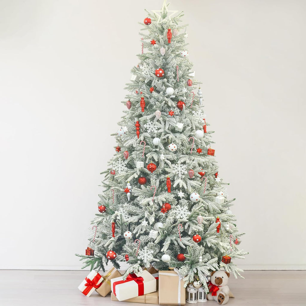KI Store 6.5ft Snow Flocked Artificial Christmas Tree | Unlit Pine