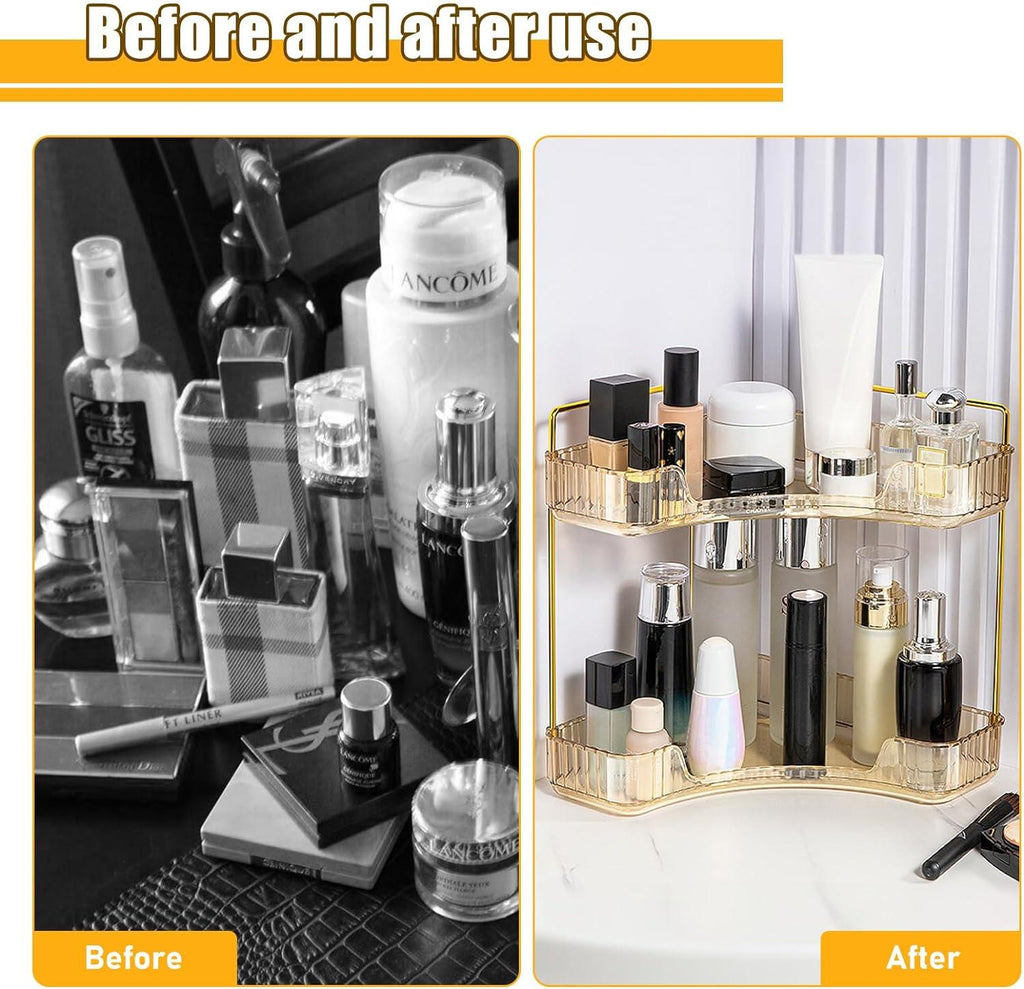 Massive Discounts 2-Layer Gold Makeup Organizer and Perfume Storage