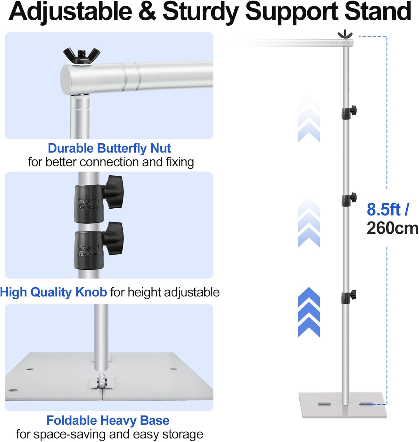 EMART 8.5x10ft Backdrop Stand – Heavy Duty Steel Base Photo Frame