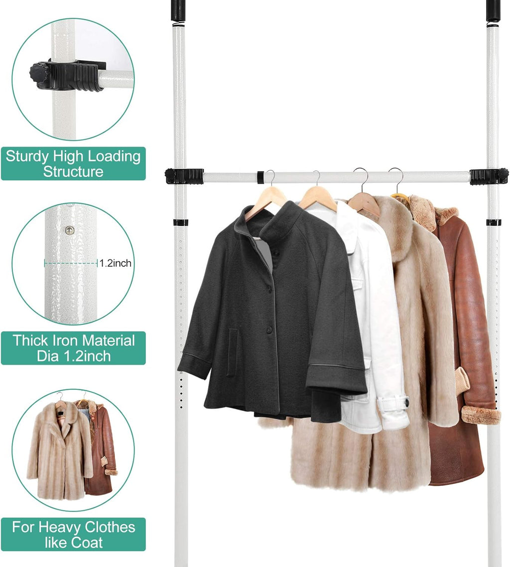Massive Discounts Heavy Duty Telescopic Garment Rack - 10.8ft Adjustable