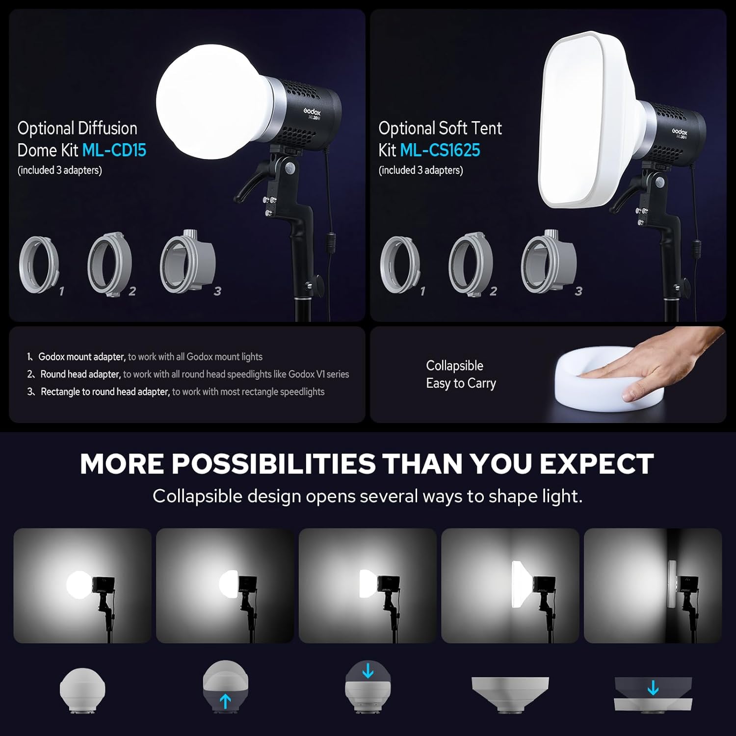 Godox ML30Bi Bi-Color LED Video Light | 2800-6500K Portable Lighting