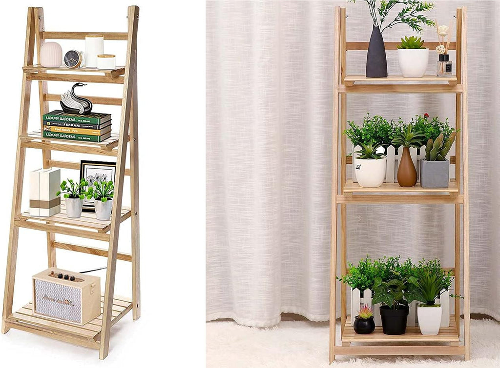 Massive Discounts 4-Tier Wooden Ladder Plant Stand - Foldable Flower Shelf
