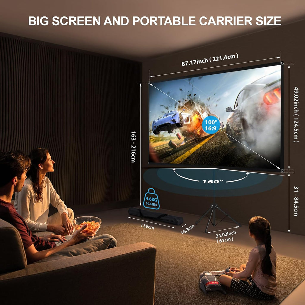 Massive Discounts 100'' ALR Projector Screen with Stand | Portable 16:9