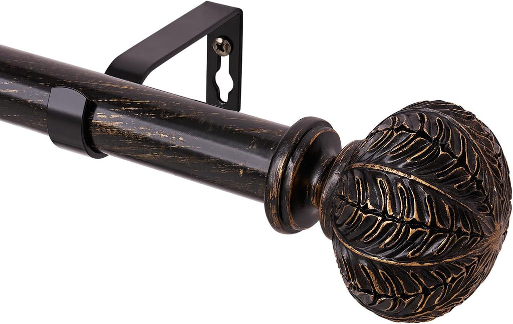 BOOM JOG Black Metal Curtain Pole – 77-210cm Adjustable Rod