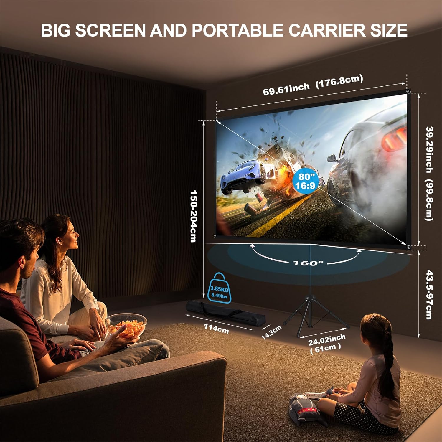 Massive Discounts 80 Inch ALR Projector Screen with Stand | Portable