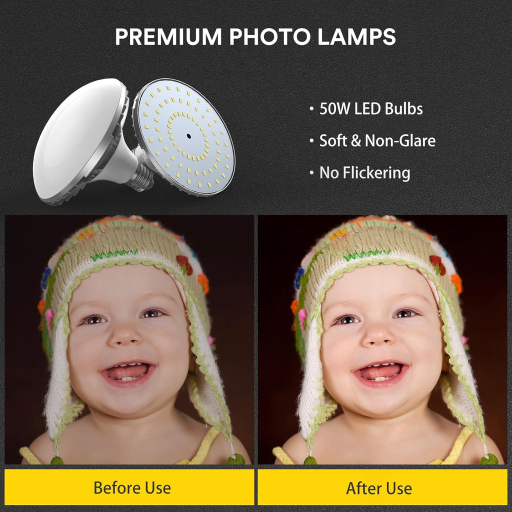 RALENO Softbox Lighting Kit | 2-Pack 50W LED 5500K Photography Studio Lights