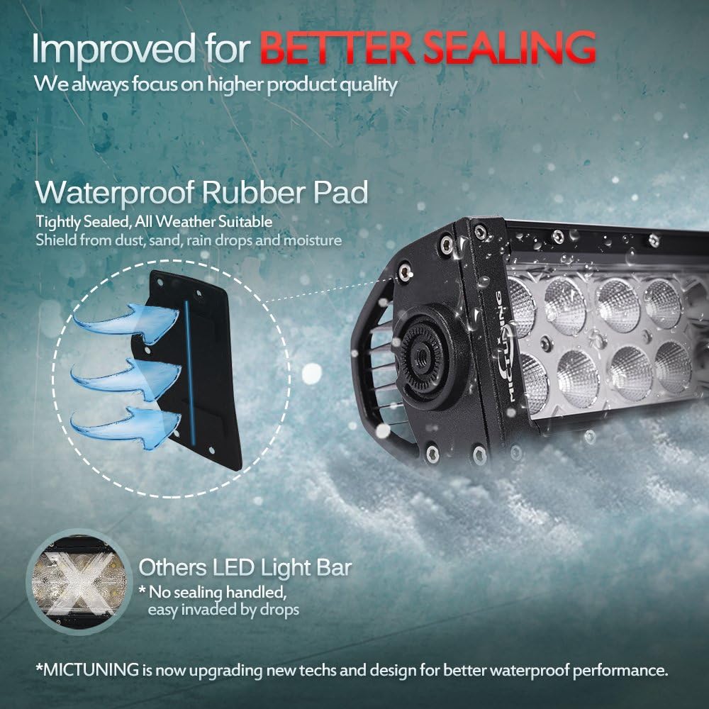 MICTUNING Curved LED Light Bar – 6000K Waterproof Off-Road Driving Light