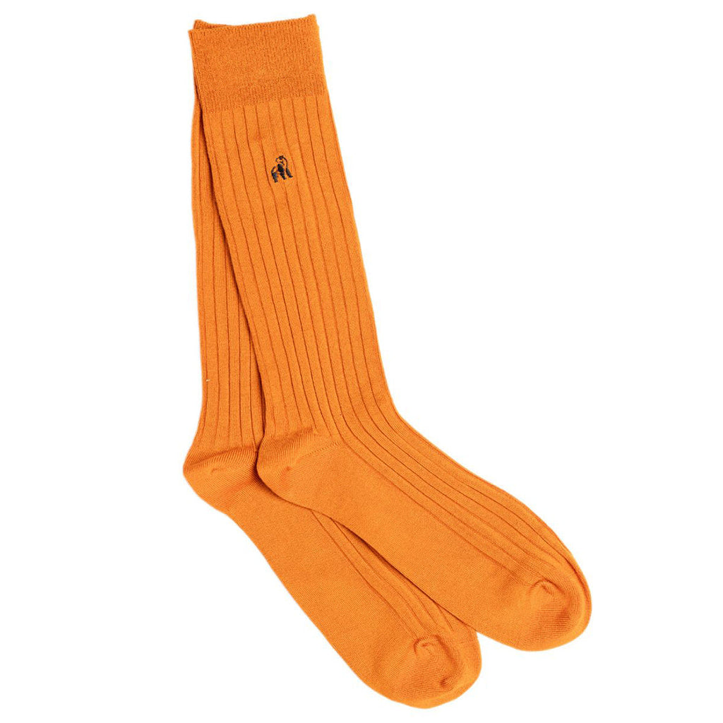 Swole Panda Burnt Orange Bamboo Socks – Ribbed Sustainable Hosiery
