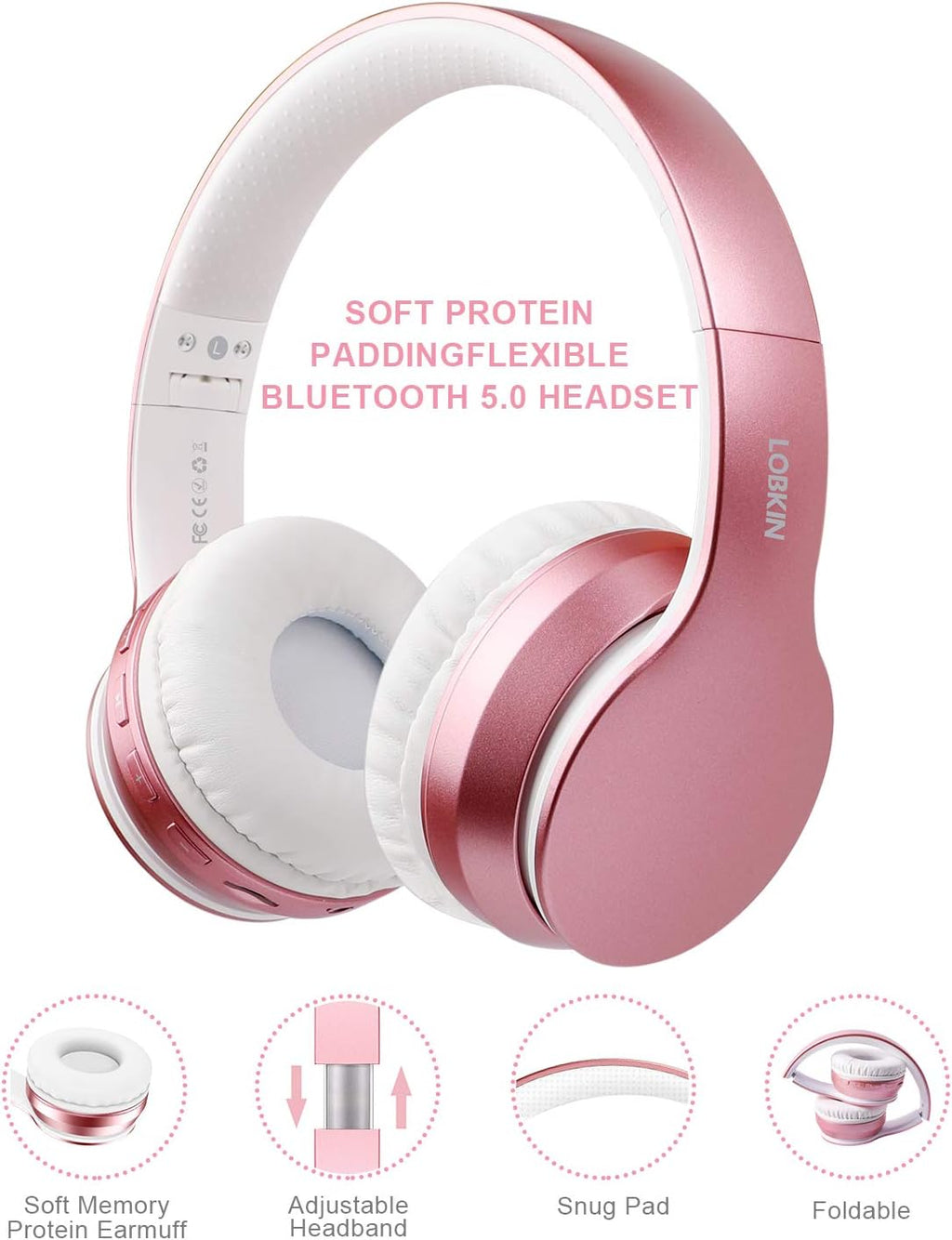 LOBKIN Bluetooth 5.3 Wireless Over-Ear Headphones – Foldable HiFi Stereo