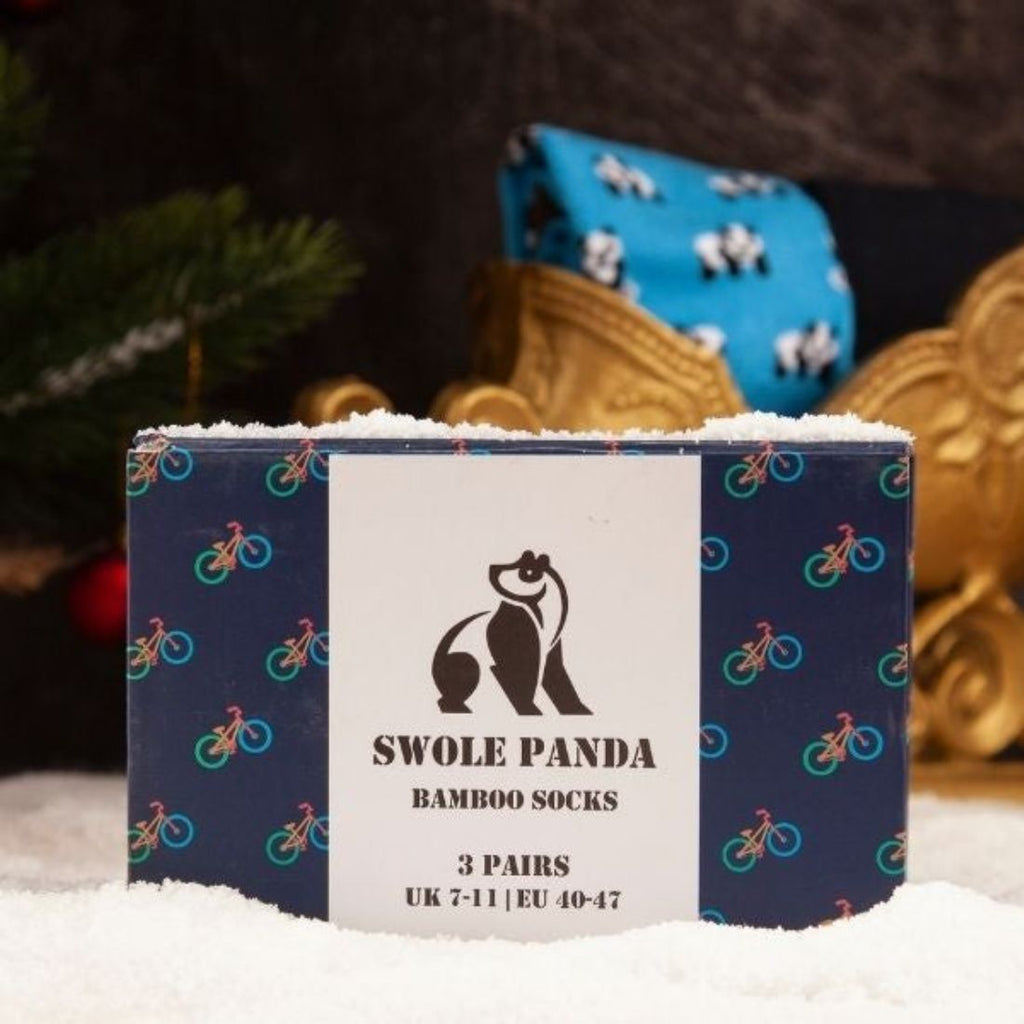 Swole Panda Men's Bicycle Bamboo Socks Gift Box – 3 Pair Luxury Set