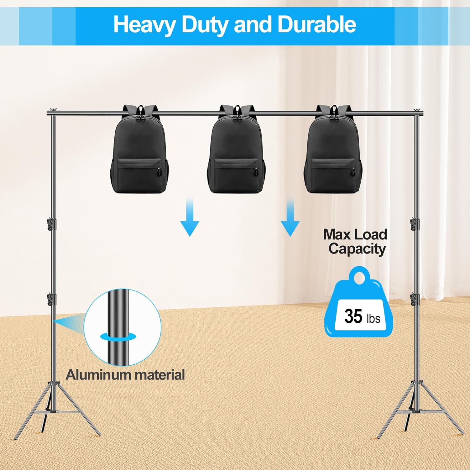 EMART Heavy Duty Backdrop Stand Kit | 3x3.6m Adjustable Photo Frame