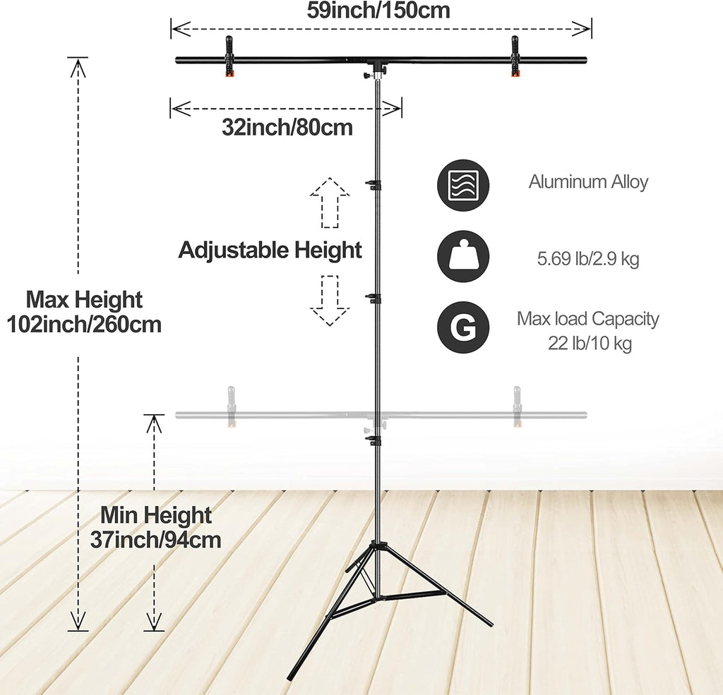 EMART White Photography Backdrop Kit with 8.5ft Adjustable T-Stand