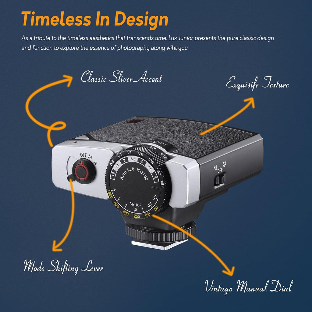 Godox Lux Junior Retro Camera Flash | 6000K Universal Strobe for Canon Nikon