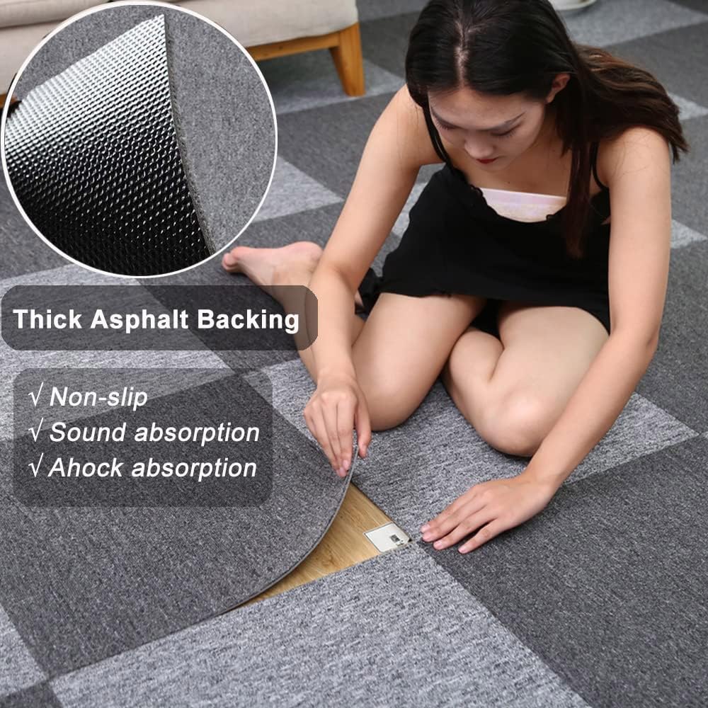 Nisorpa Dark Grey Carpet Tiles | 20PCS Heavy Duty Commercial Flooring