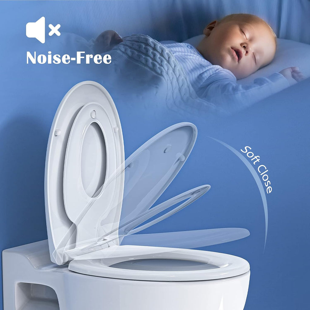 STOREMIC O-Shape Family Toilet Seat with Child Seat - Soft Close White