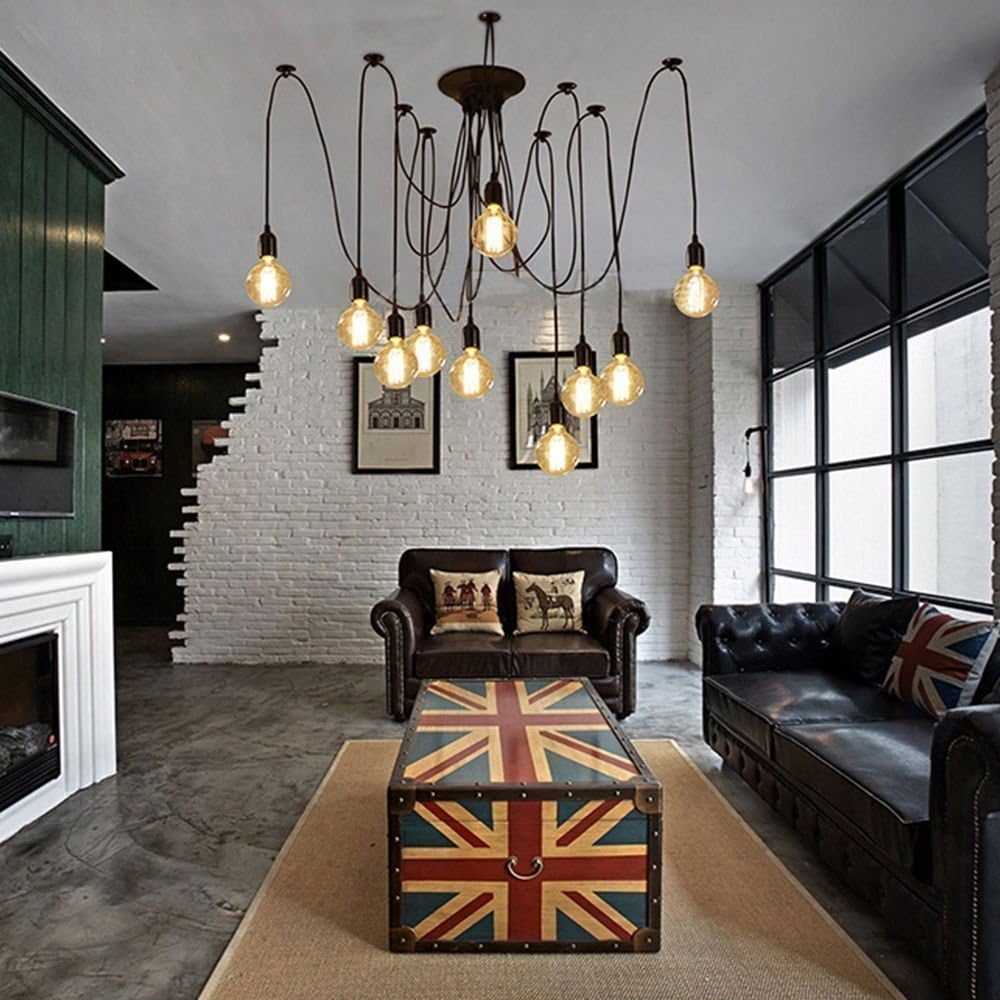 Lightsjoy 10-Socket Spider Pendant Light – Retro Industrial Ceiling Lamp