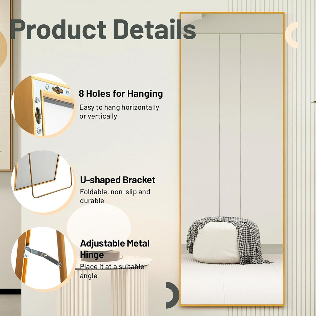 Beauty4U Full Length Mirror | 140x50cm Gold Aluminum Floor Mirror