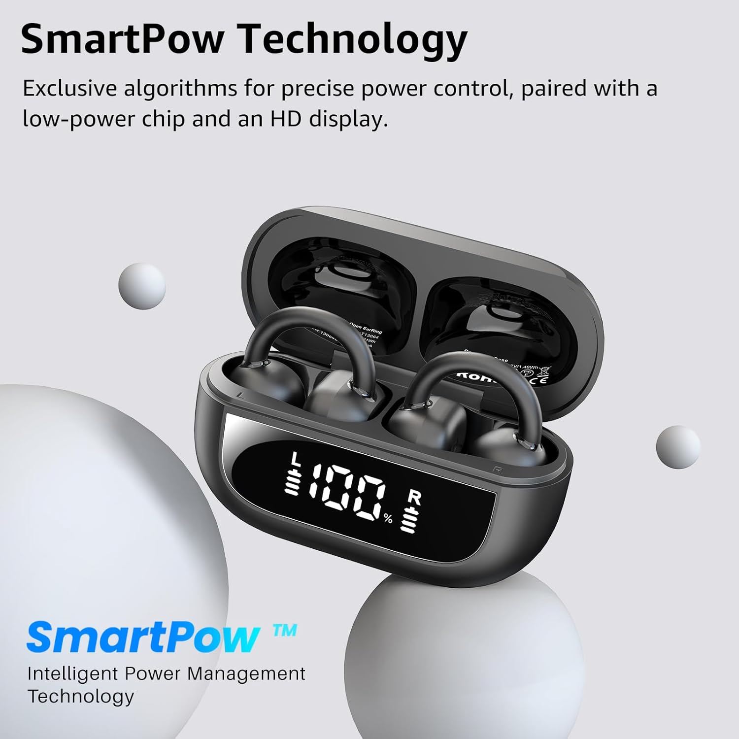 TOZO OpenEarRing Clip On Wireless Earbuds - 40H Playtime Bluetooth 5.4