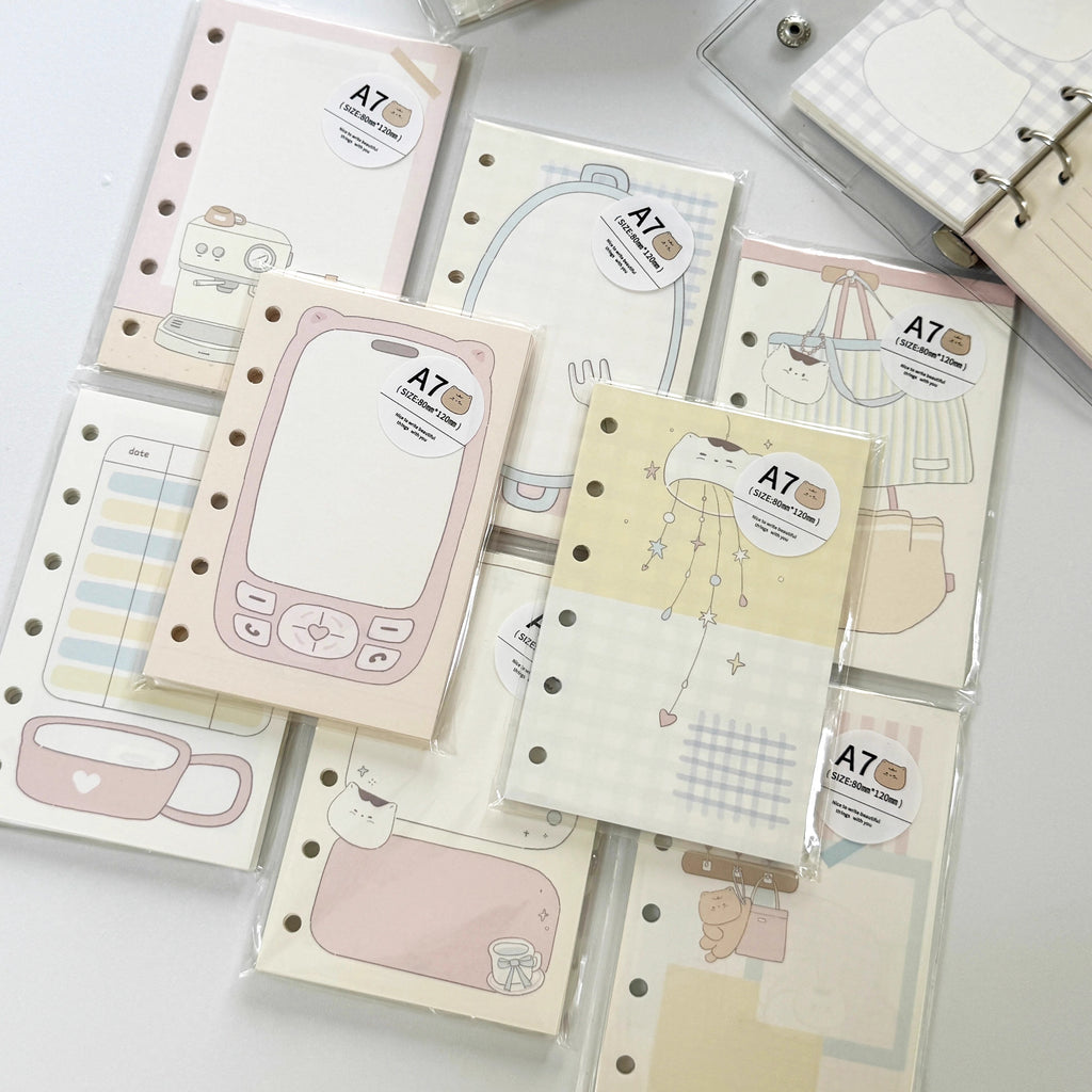 A7 Kitty Refill Paper by LuLuFun Studio – 30 Cute Journaling Notes