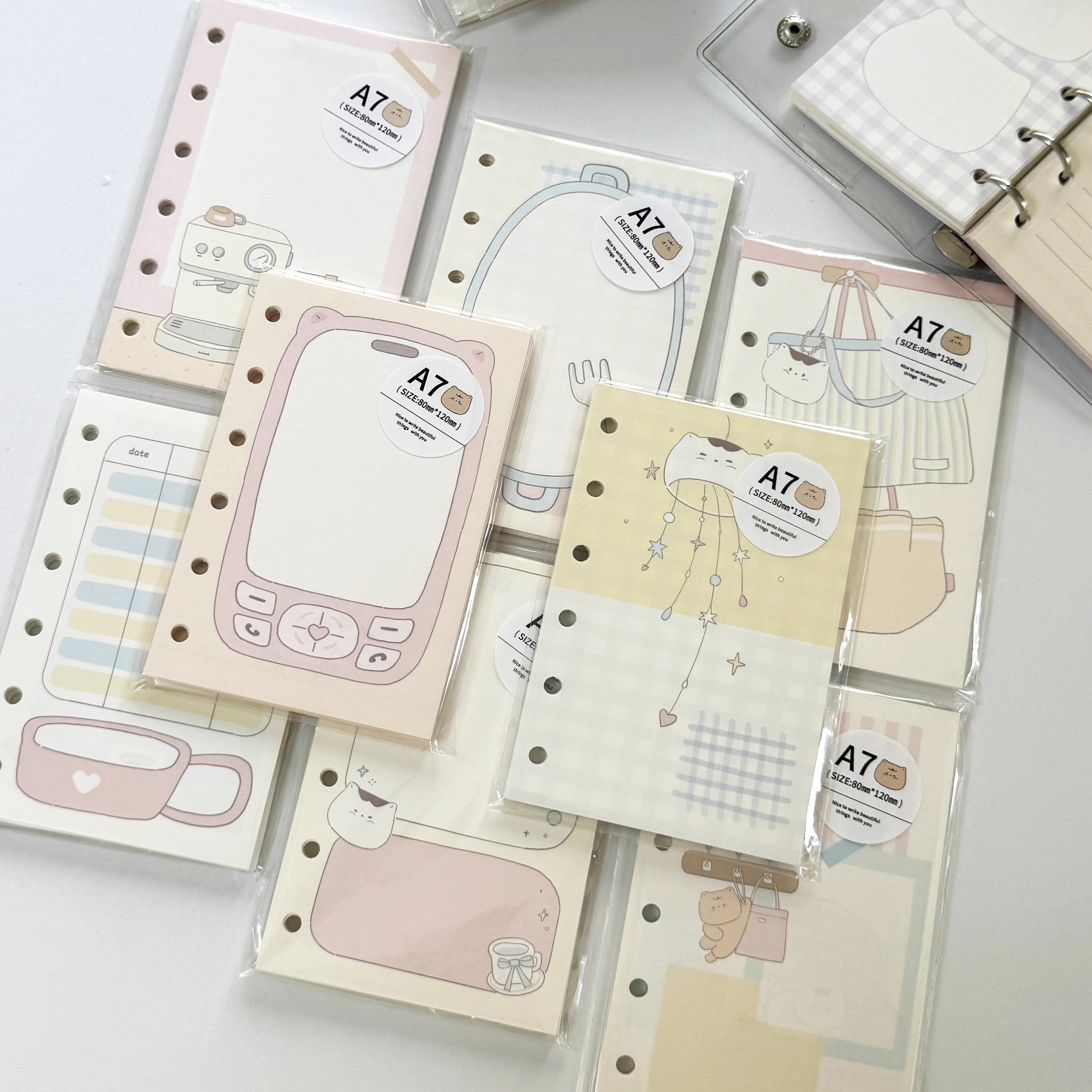 A7 Kitty Refill Paper by LuLuFun Studio – 30 Cute Journaling Notes