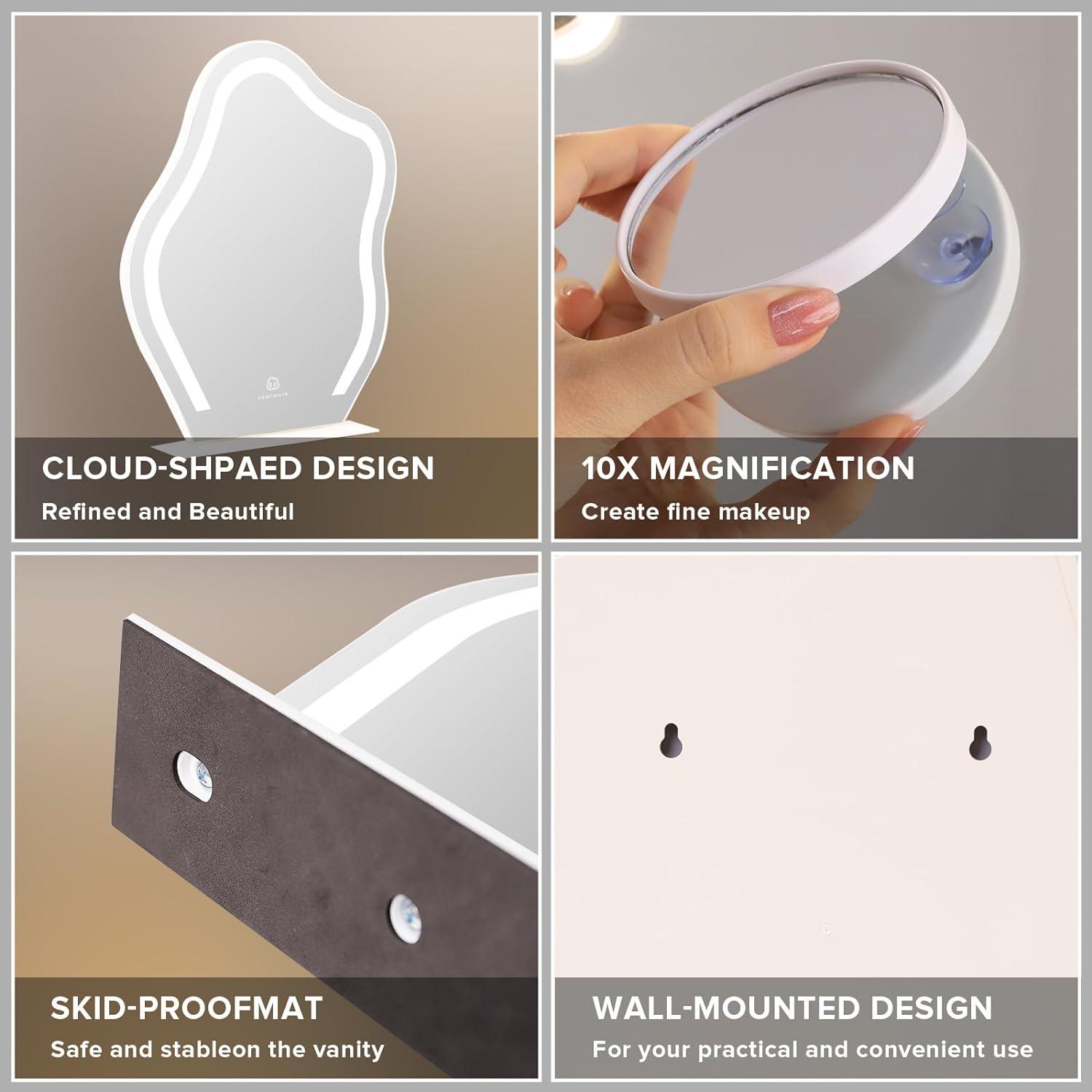 FENCHILIN Cloud Shape Vanity Makeup Mirror with Lights | 17.7x21.6in
