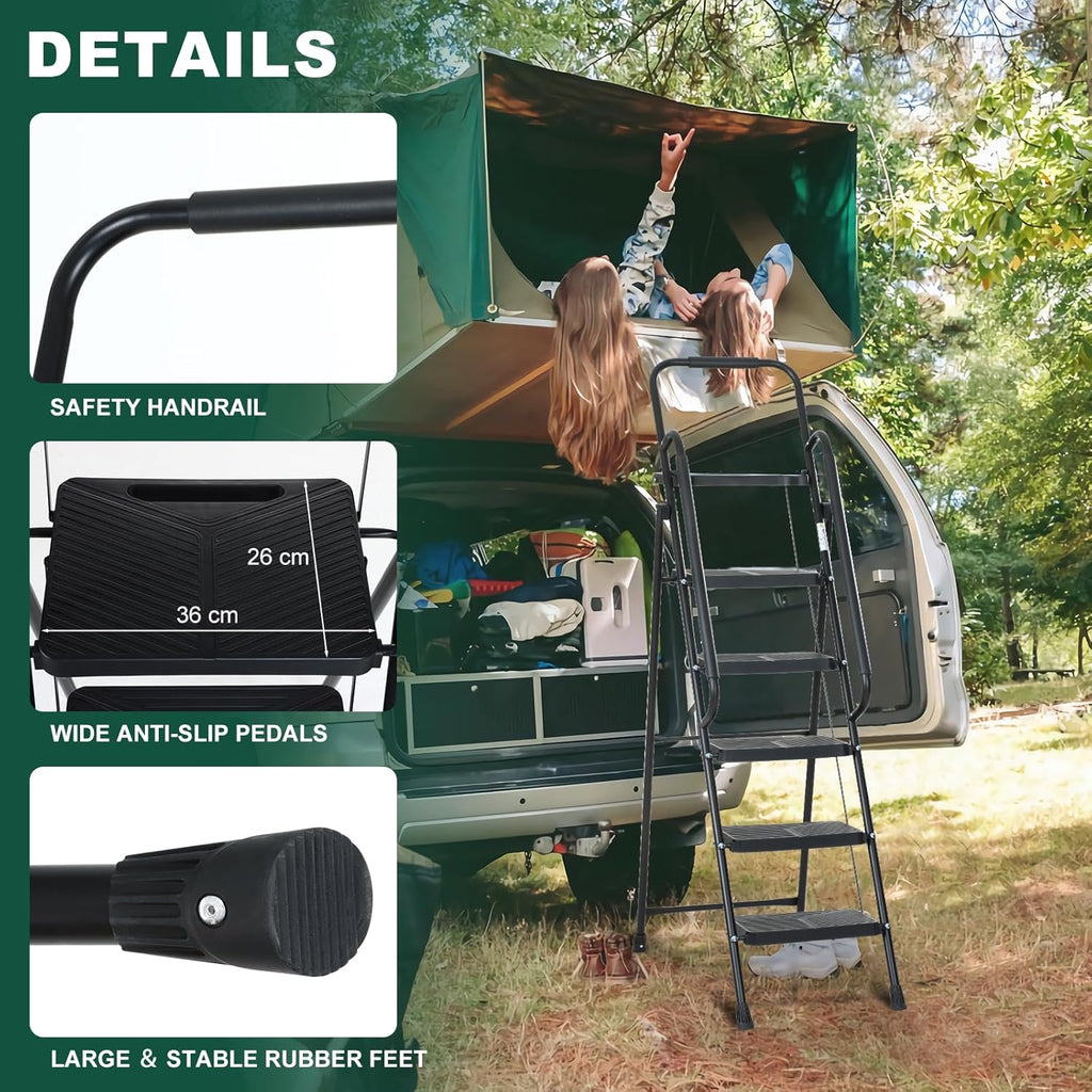 EPROSMIN 5-Step Folding Ladder with Handrails and Tool Tray