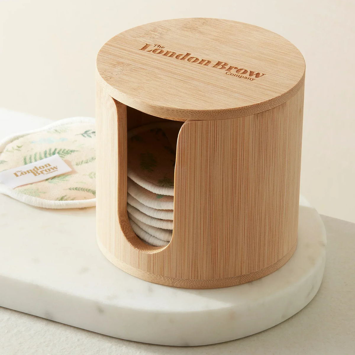 The London Brow Company Bamboo Storage Box – Eco-Friendly Makeup Pad Holder