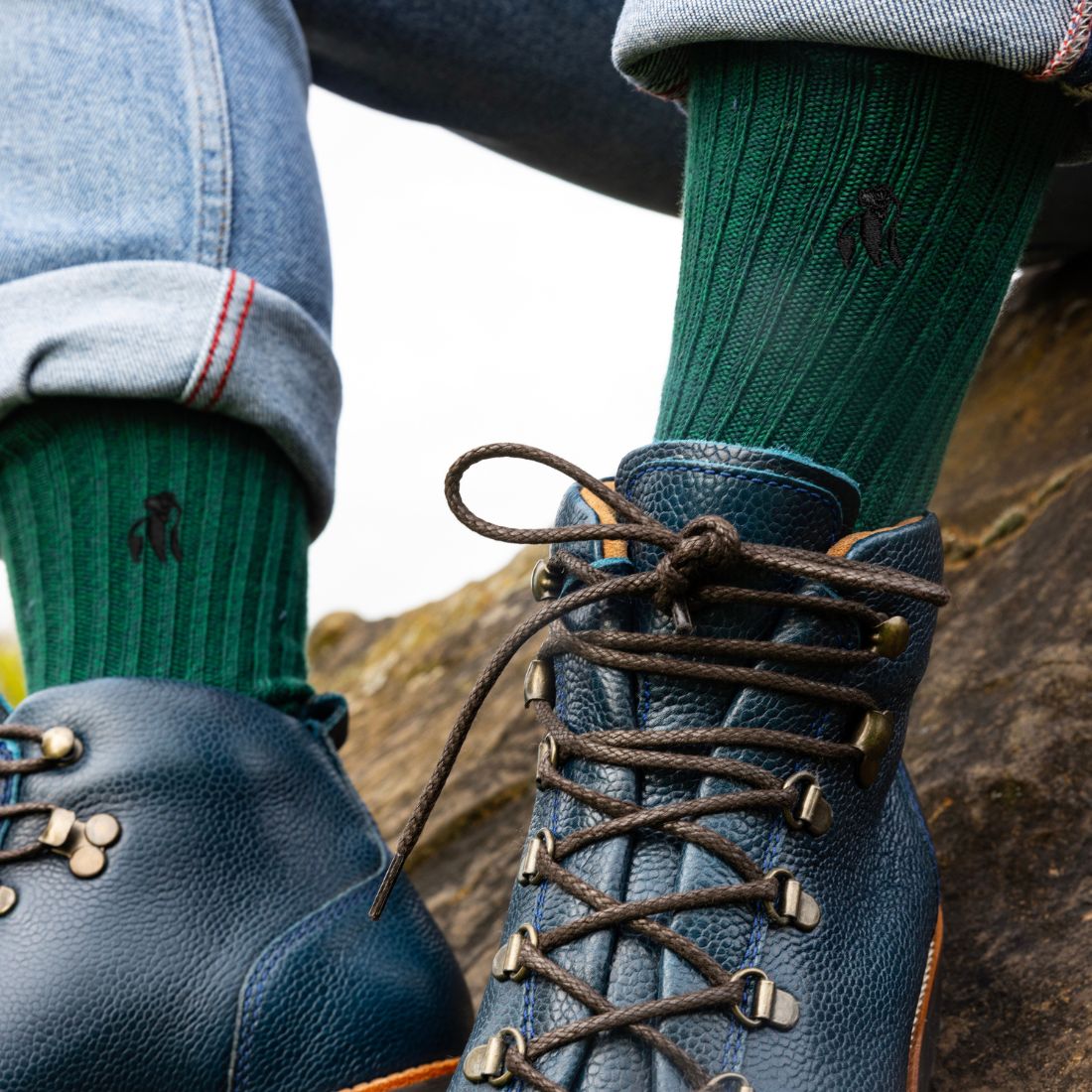 Swole Panda Racing Green Bamboo Boot Socks – Thick Cushioned Knit