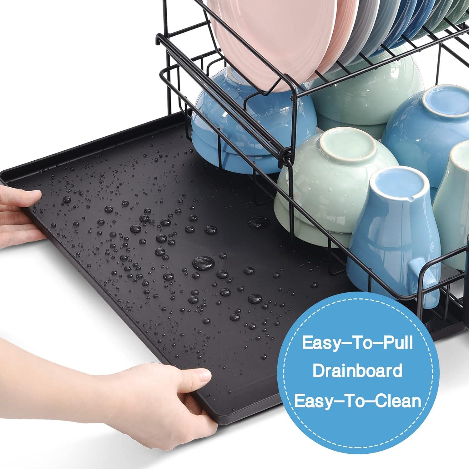 KINGRACK 2 Tier Dish Drainer Rack | Chrome Kitchen Drying Rack