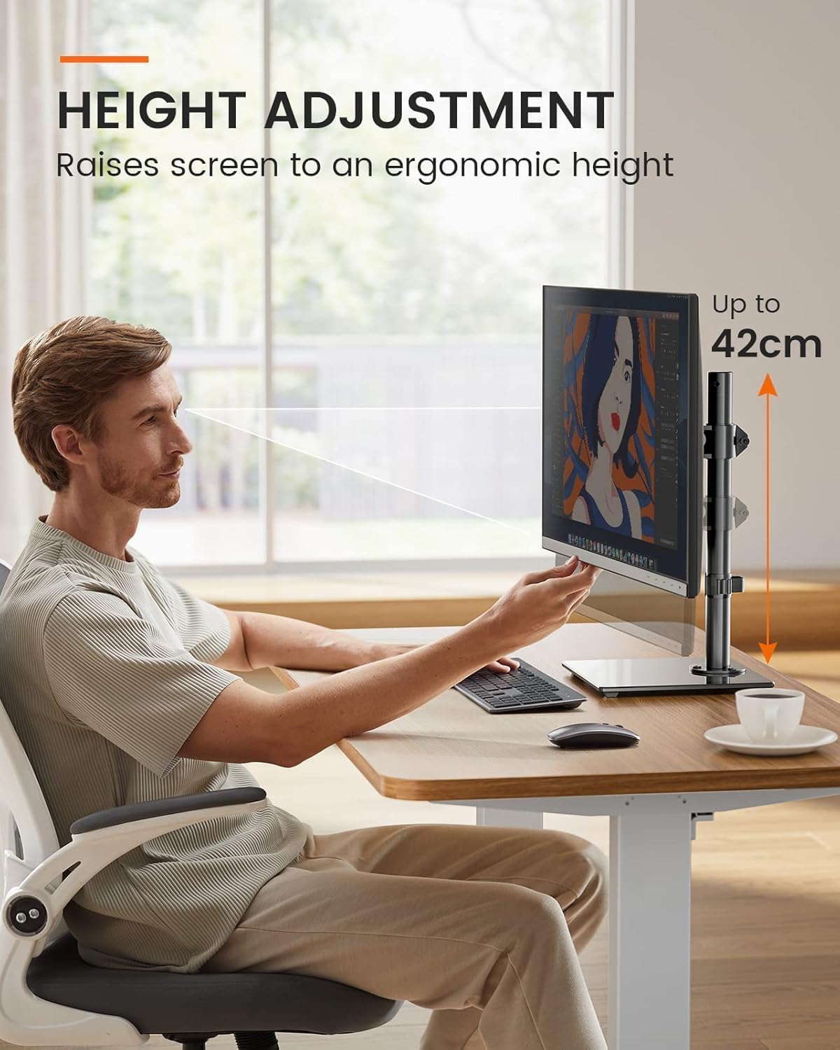 ErGear Single Monitor Stand – Freestanding VESA Mount for 13-32 Inch