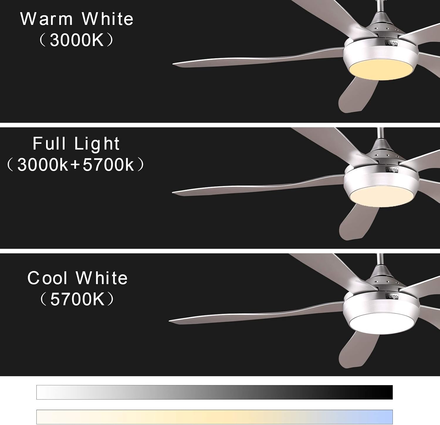 Reiga 137cm Smart Ceiling Fan | Dimmable LED & Remote Control Silver