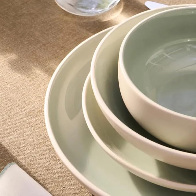 Karaca Abby Green Stoneware Dinner Set | 23-Piece Tableware for 6