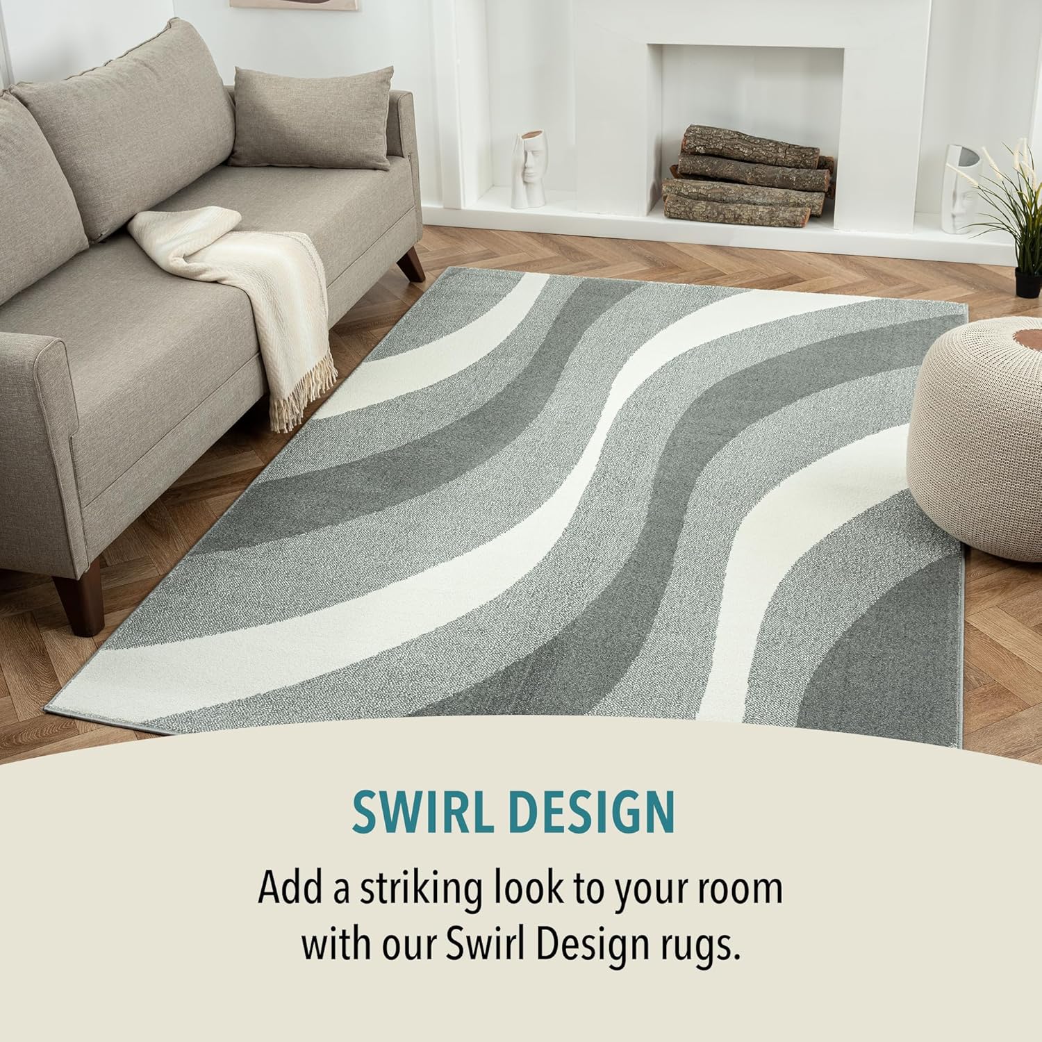 Massive Discounts Swirl Pattern Area Rug – 160x230cm Modern Short Pile