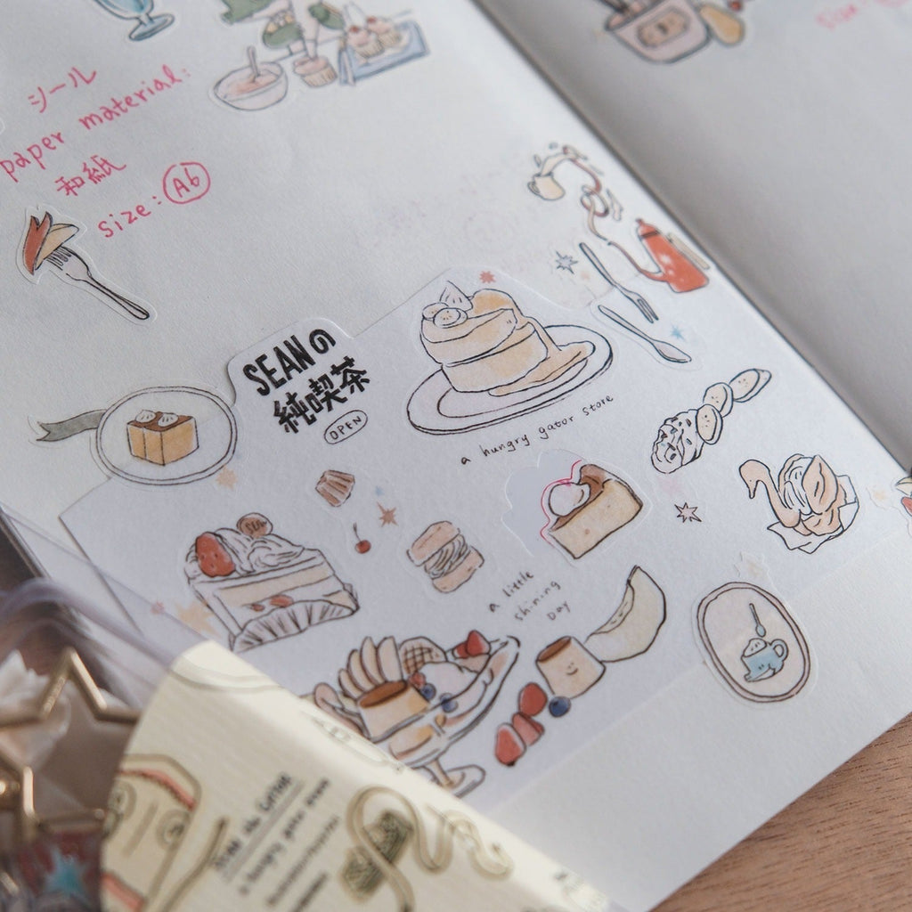 Afternoon Tea Washi Sticker Sheet - A Gator Life Cute Journaling Decor